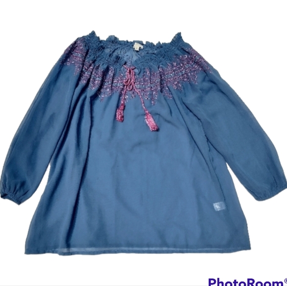 Charming Charlie Boho Sheer Blouse, size M - Picture 1 of 4
